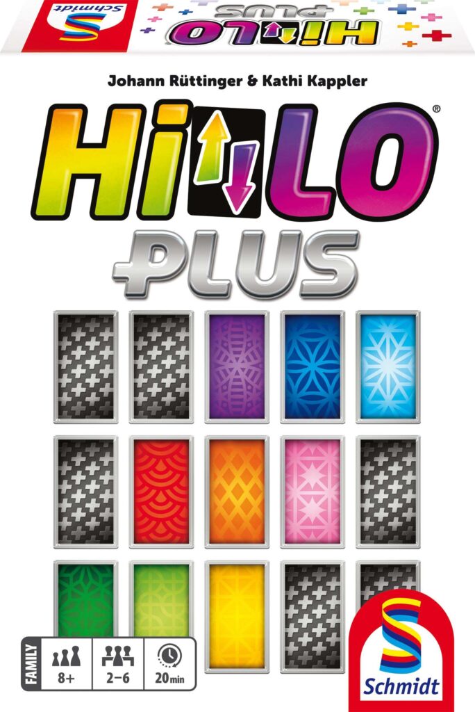 Verpackung des Kartenspiels HiLo Plus von Schmidt Spiele