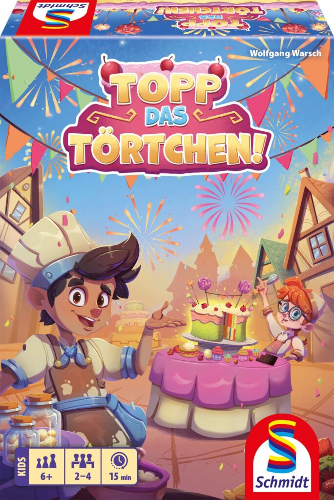 Verpackung des Kinderspiels Topp das Törtchen! von Schmidt Spiele