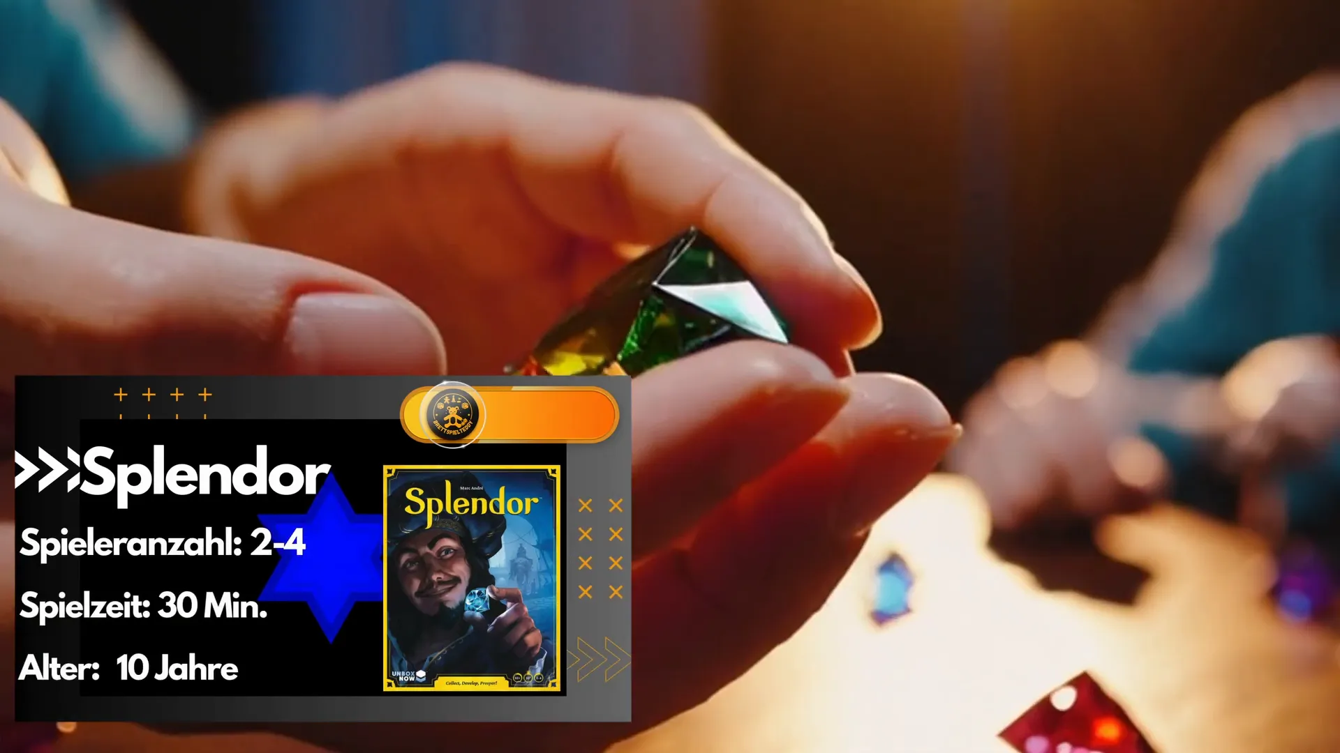 Splendor Token und Karten nah aufgenommen