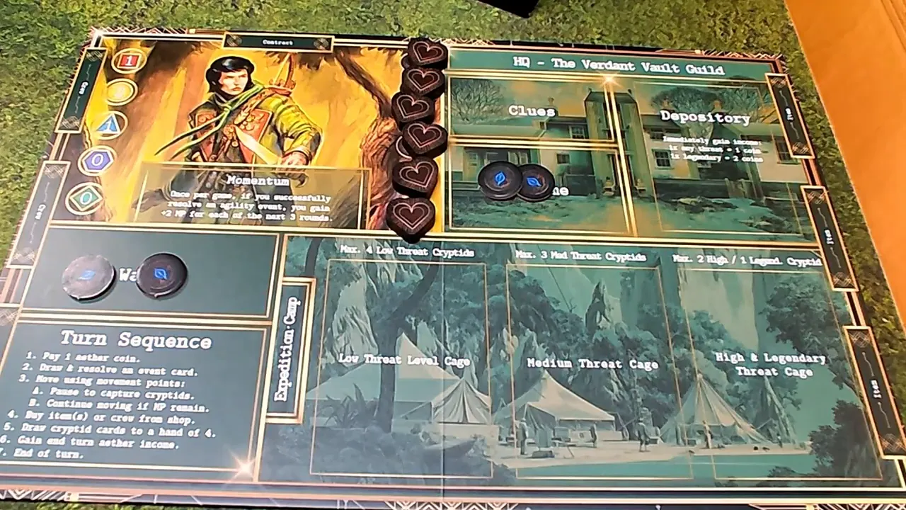 Spielertableau mit Münzen im Einkommensbereich und im Geldbeutel